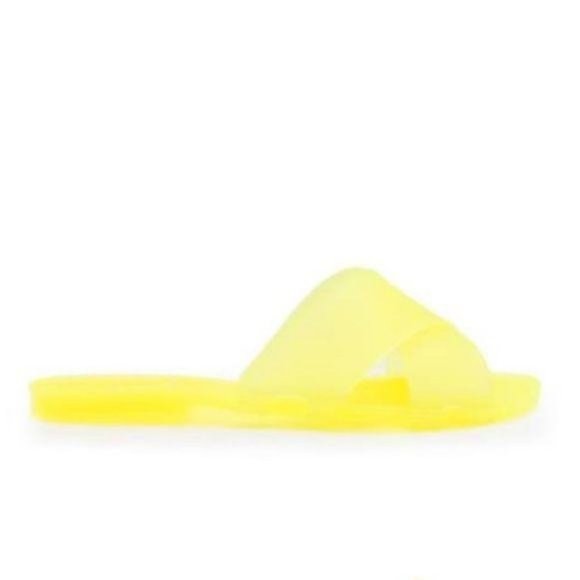 !! NEW !! Matte Jelly Slide Sandals in Neon Yellow - Picture 4 of 4